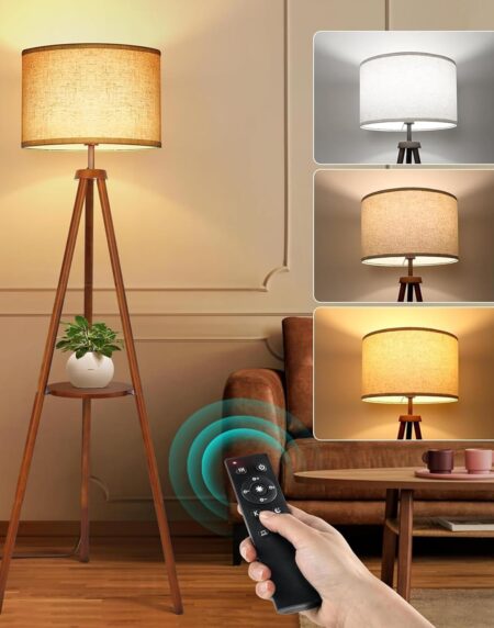 Solid Wooden Tripod Floor Lamp
