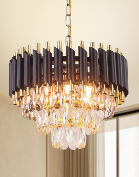 Black Modern Chandelier, 3 Tiers