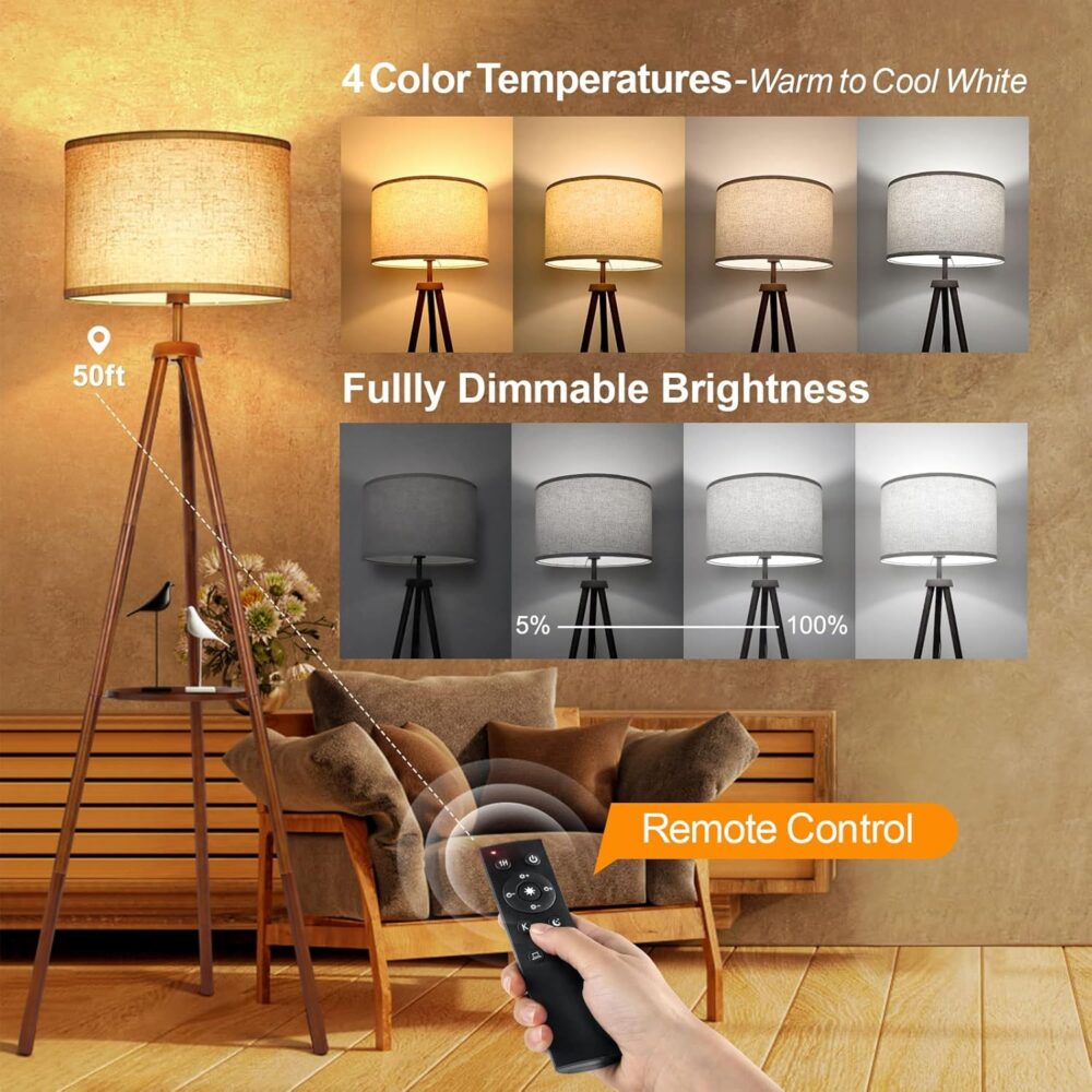 Solid Wooden Tripod Floor Lamp - Image 2